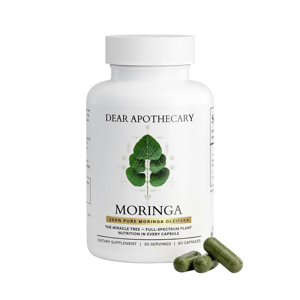 Dear Apothecary Moringa Leaf Capsules front view with label