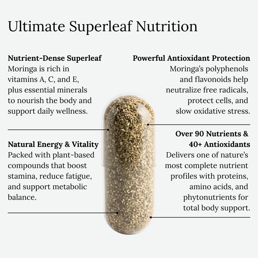 Dear Apothecary Moringa Leaf Capsules showing the ingredient list