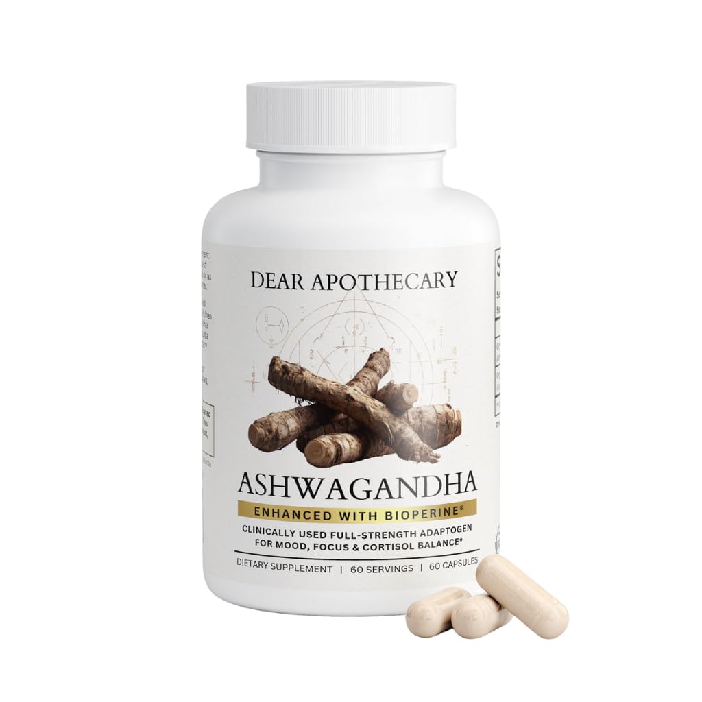Dear Apothecary Organic Ashwagandha 650mg capsules front view
