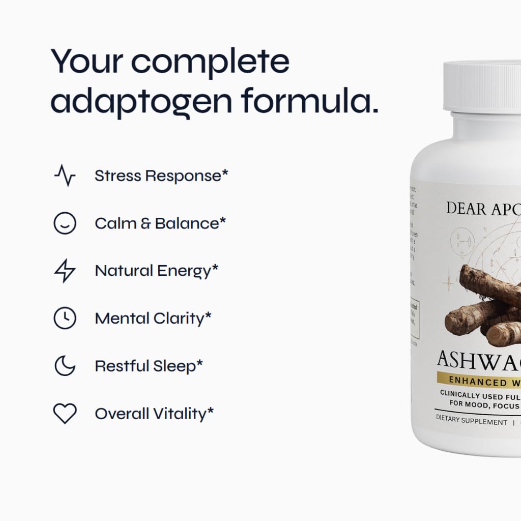 Dear Apothecary Organic Ashwagandha 650mg capsules side view