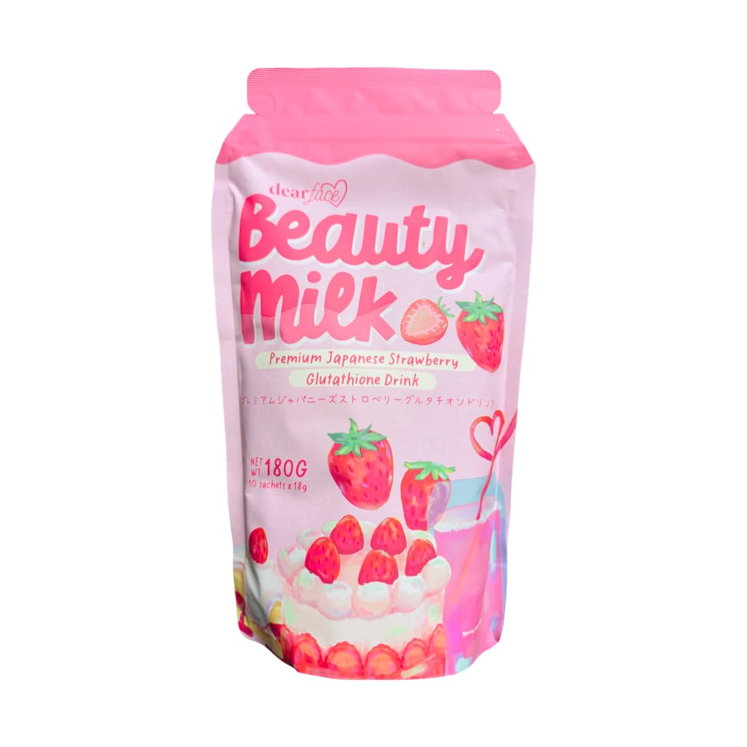 Dear Face Beauty Milk Strawberry Collagen Drink front view