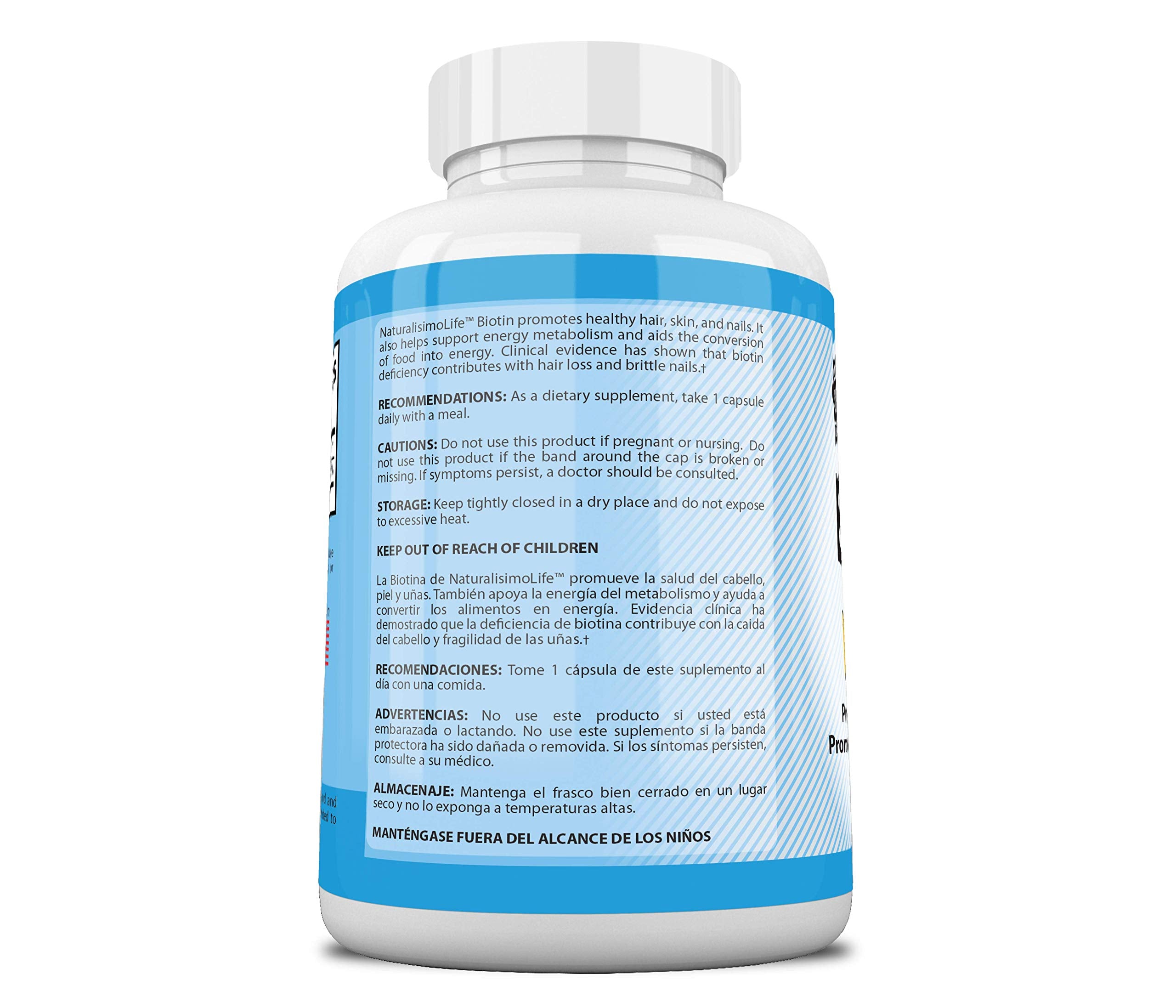 Decatela Biotin 10,000 mcg supplement back view