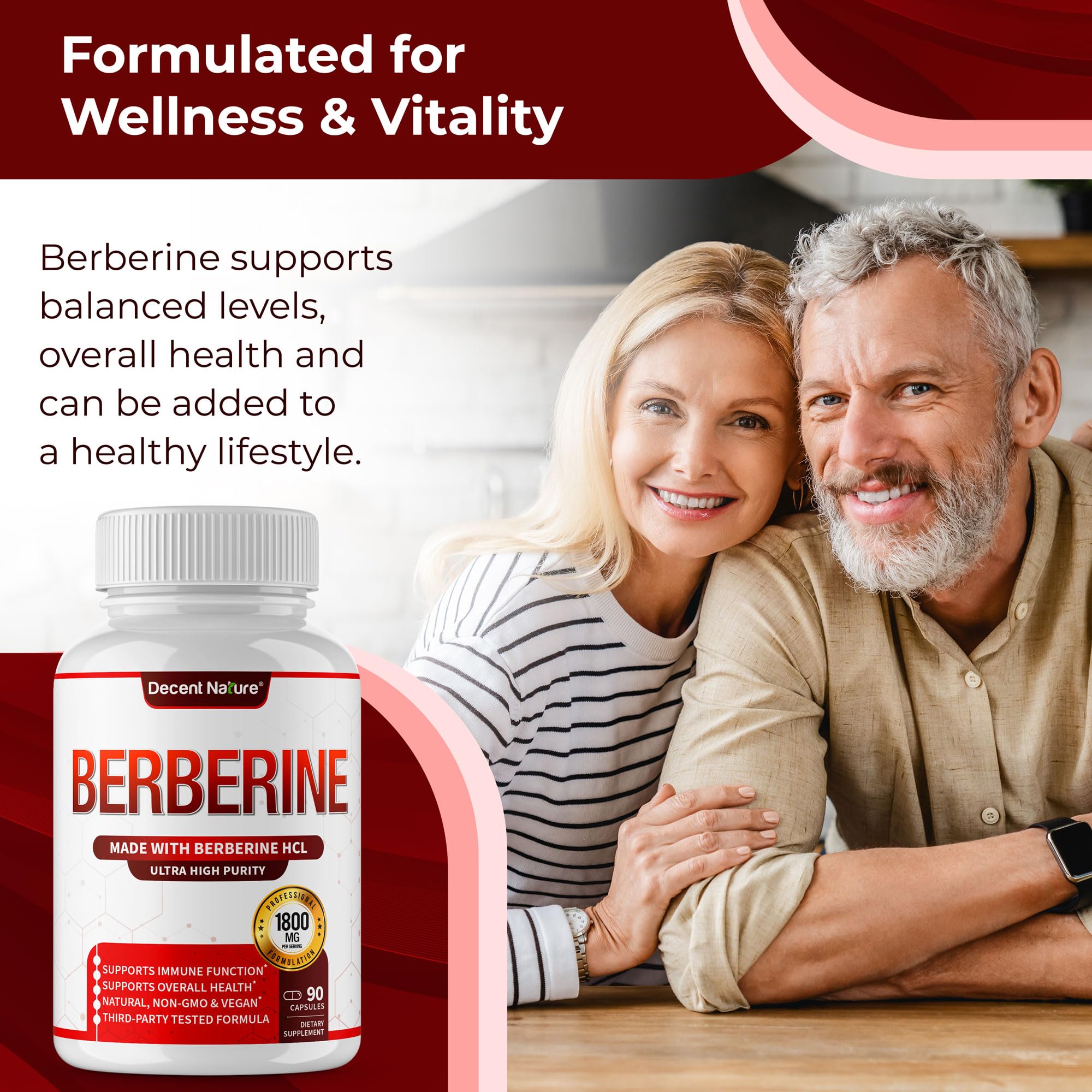 DECENT NATURE Berberine HCL capsules in a lifestyle setting