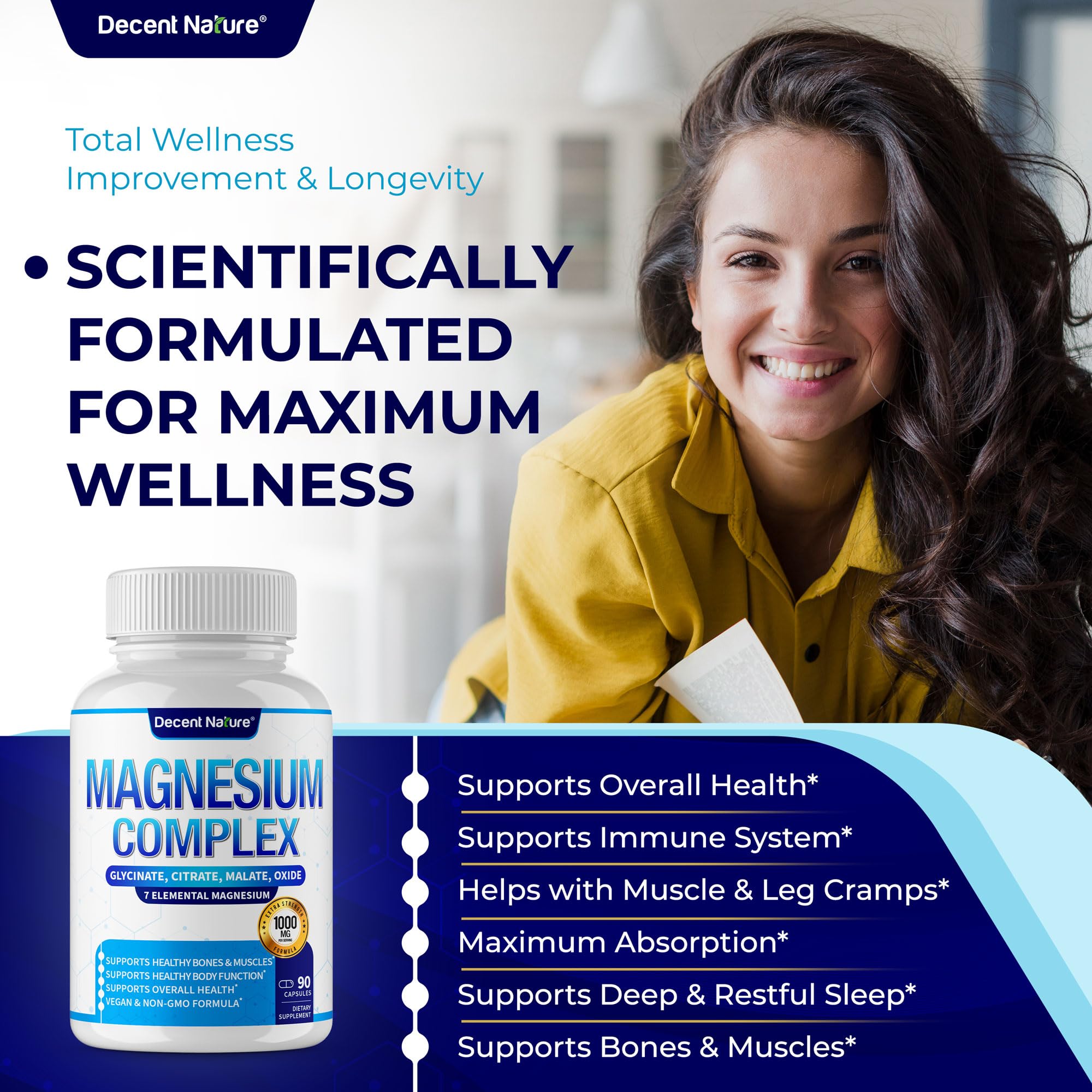 DECENT NATURE Magnesium Complex 500mg capsules side view