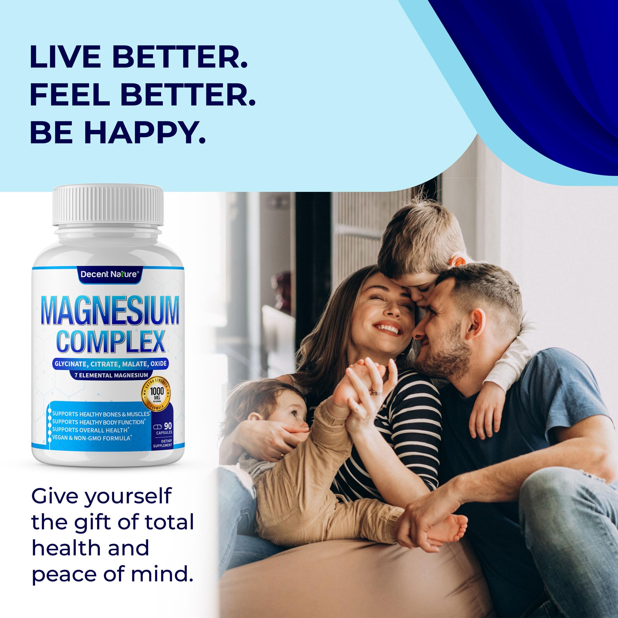 DECENT NATURE Magnesium Complex capsules with a glass of water