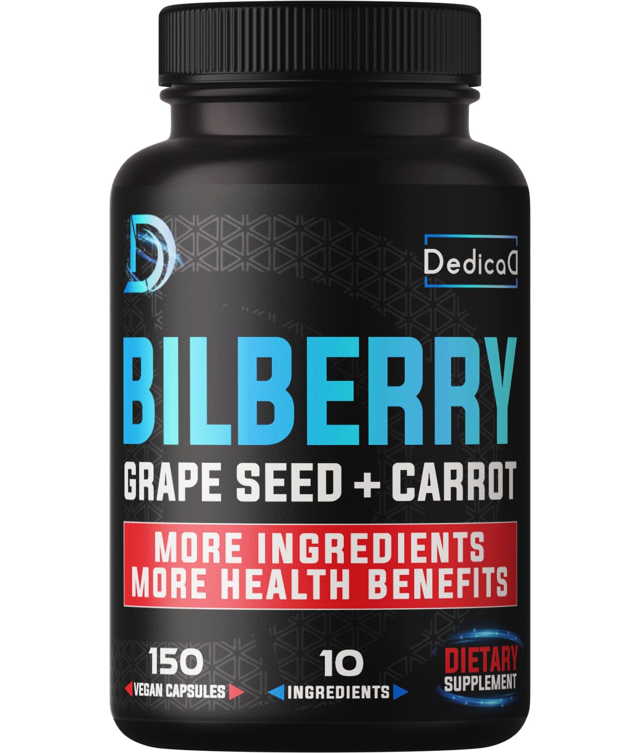 DEDICAD Bilberry Supplement 150 capsules front view