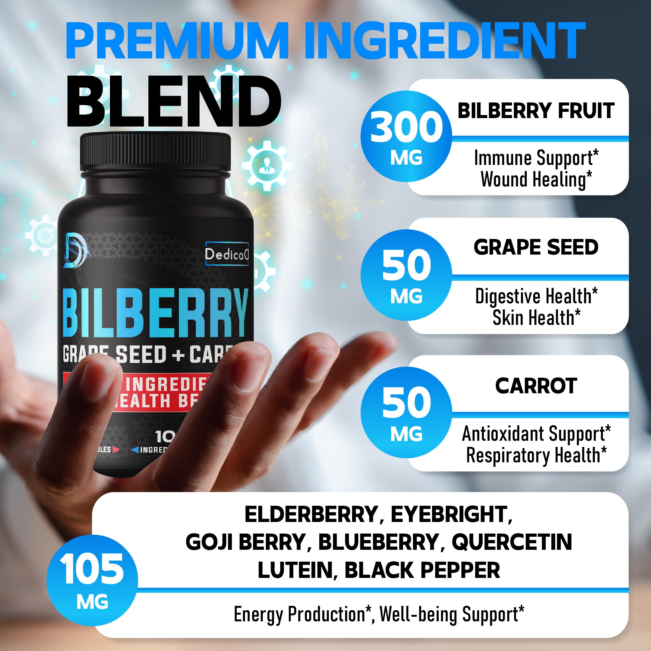 DEDICAD Bilberry Supplement packaging side view