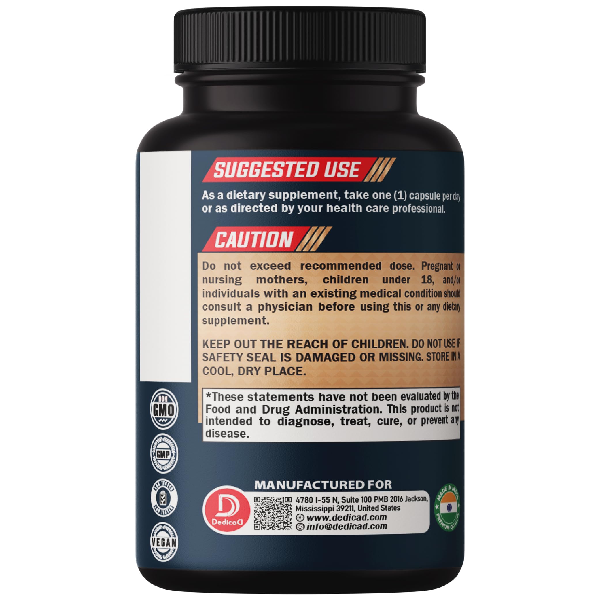 DEDICAD Black Cohosh Supplement packaging details