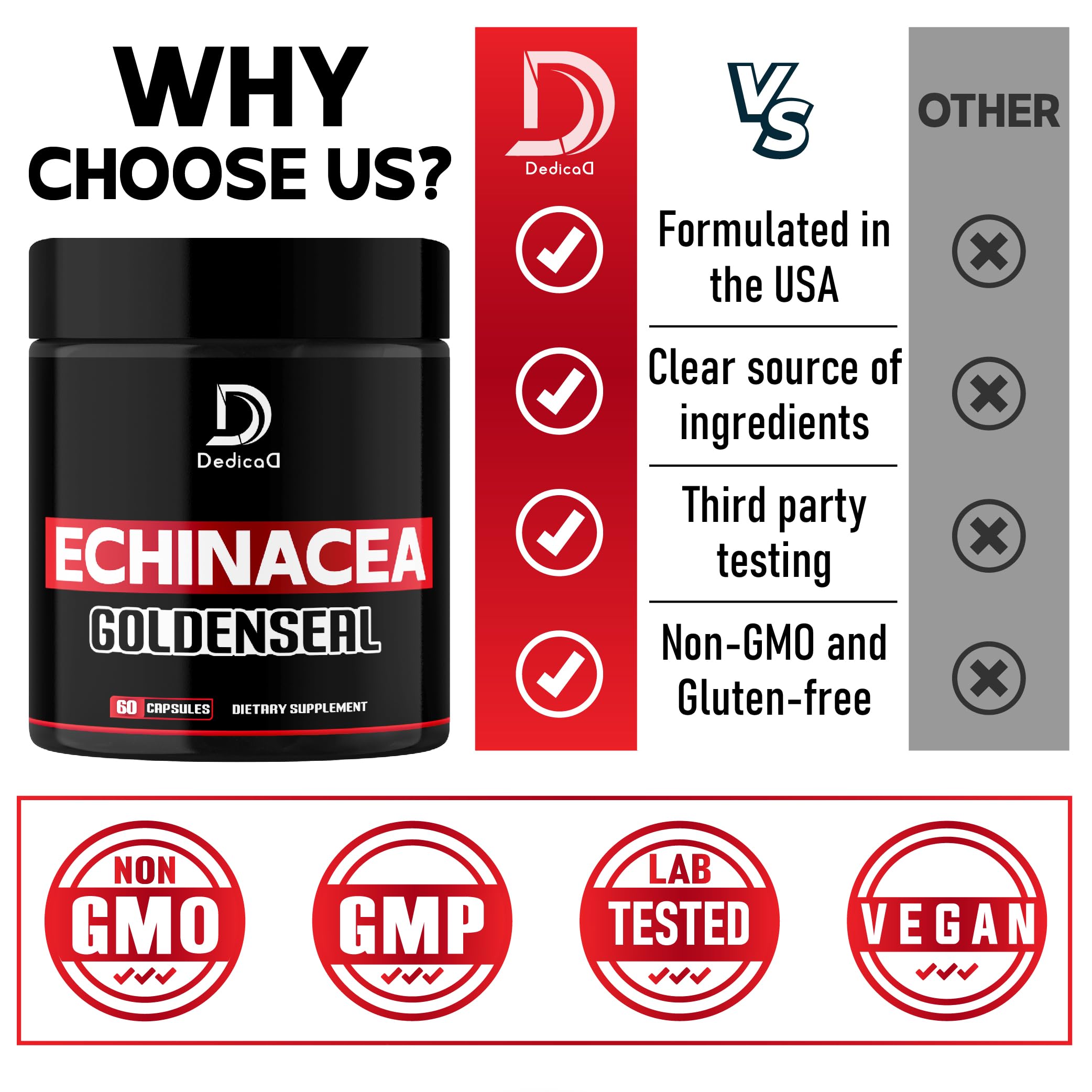 DEDICAD Echinacea Goldenseal Supplement 1000mg packaging