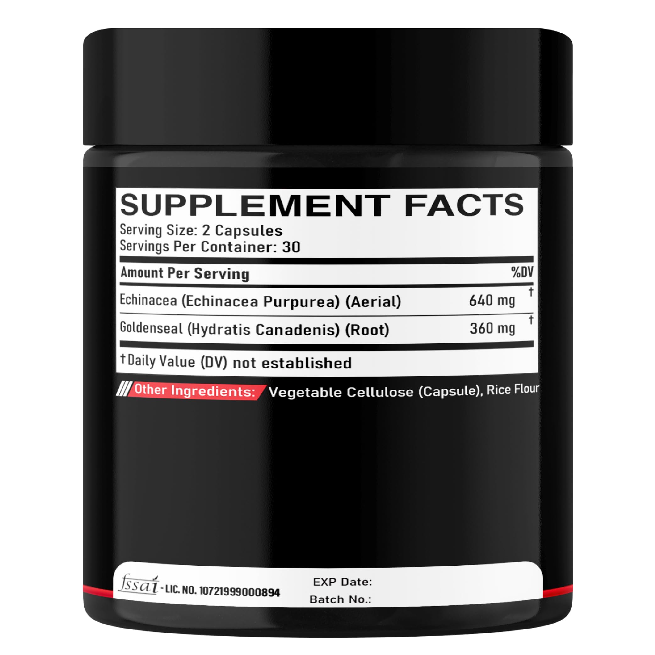 DEDICAD Echinacea Goldenseal Supplement 1000mg with a glass of water