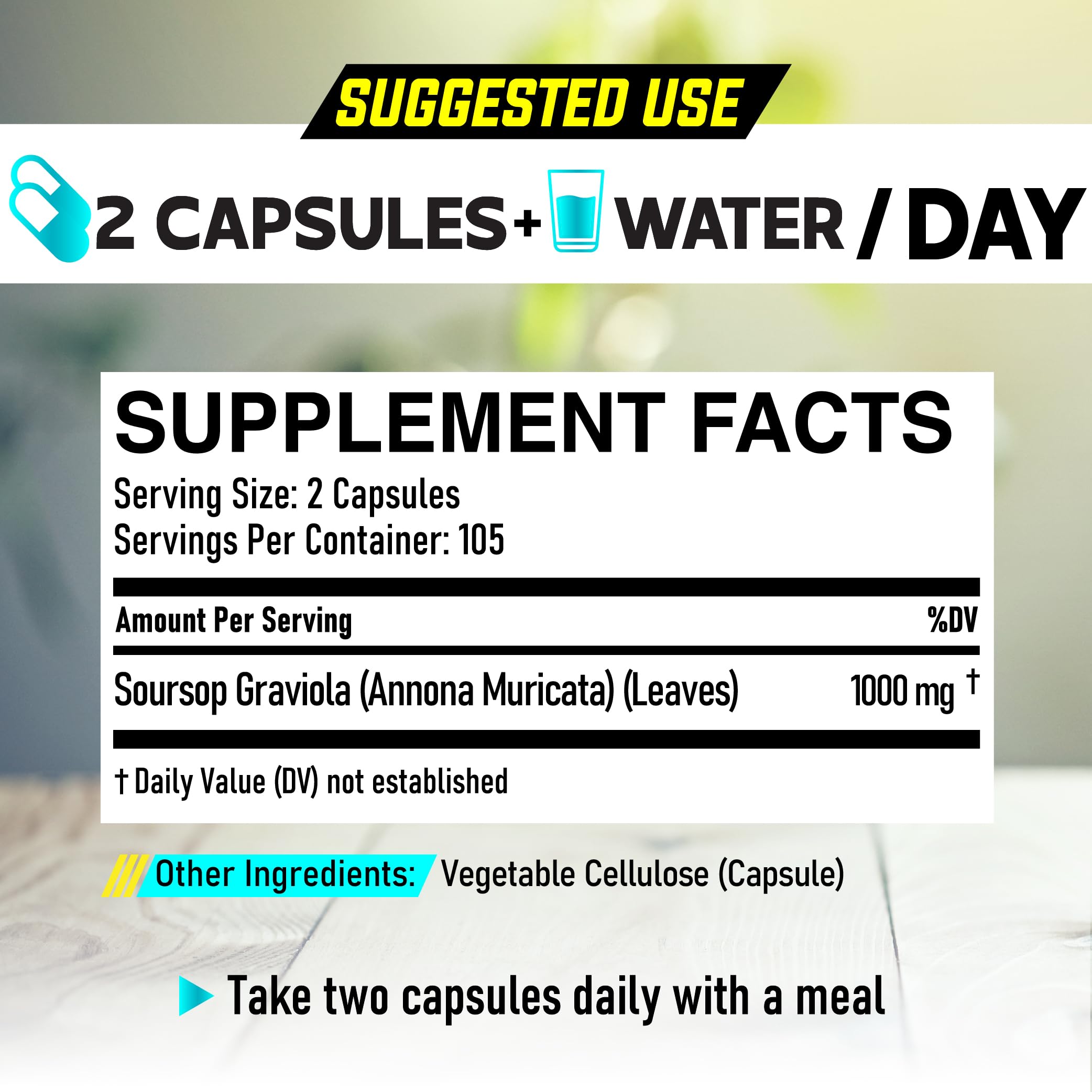 DEDICAD Graviola Powder Supplement bottle side view