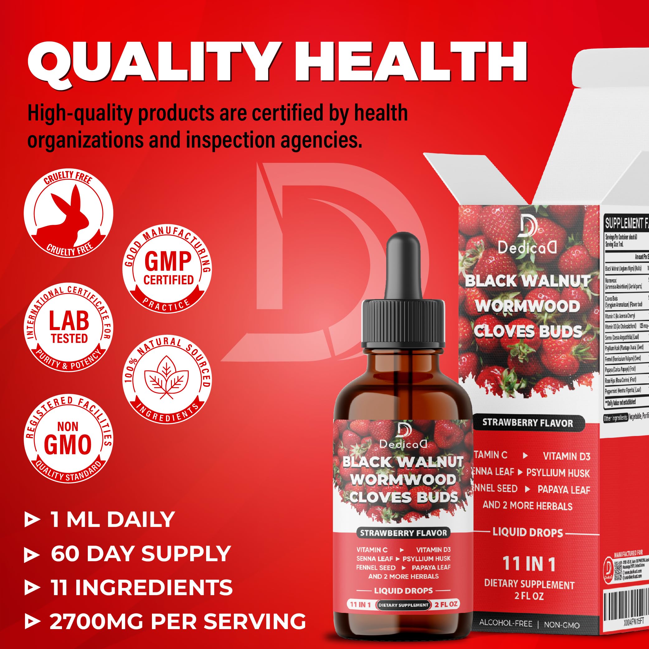 DEDICAD Liquid Black Walnut Supplement 60ml packaging