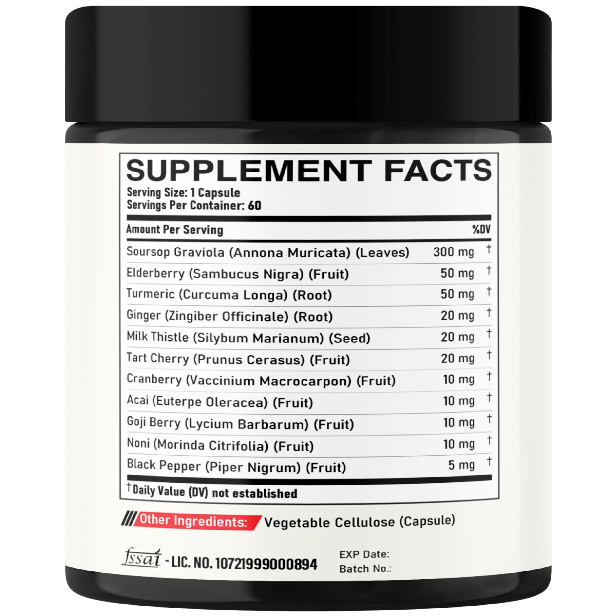 DEDICAD Organic Soursop Capsules with a measuring spoon