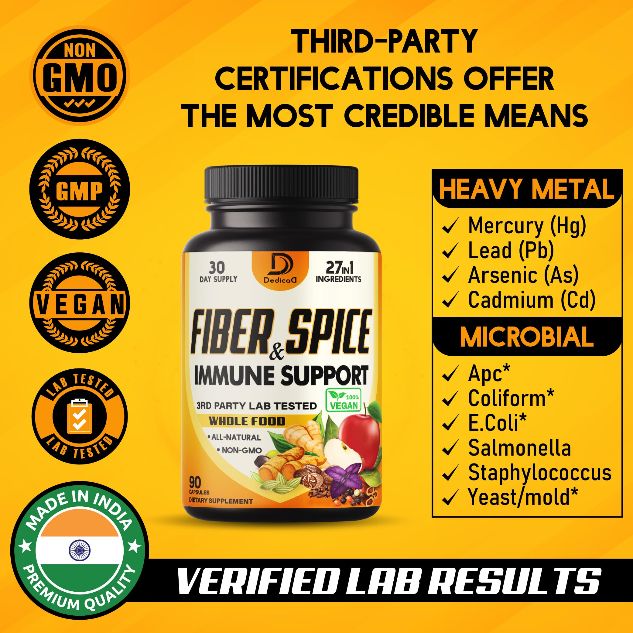 DEDICAD Psyllium Fibre & Spice Supplement Capsules in a health setting