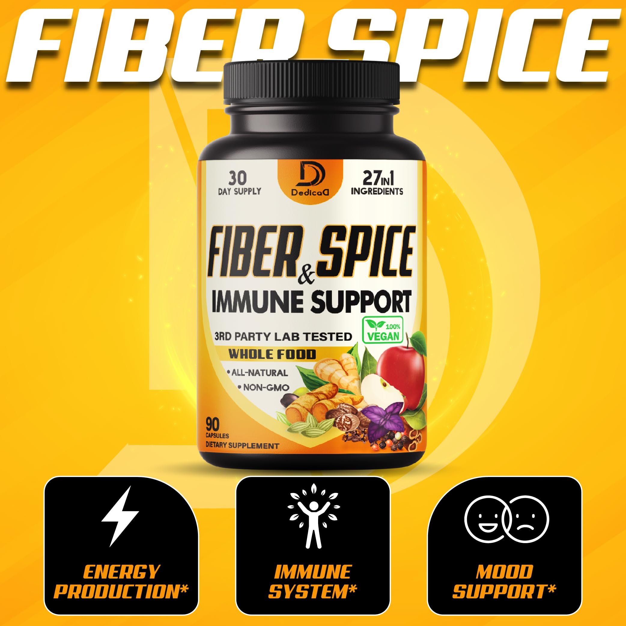 DEDICAD Psyllium Fibre & Spice Supplement Capsules packaging