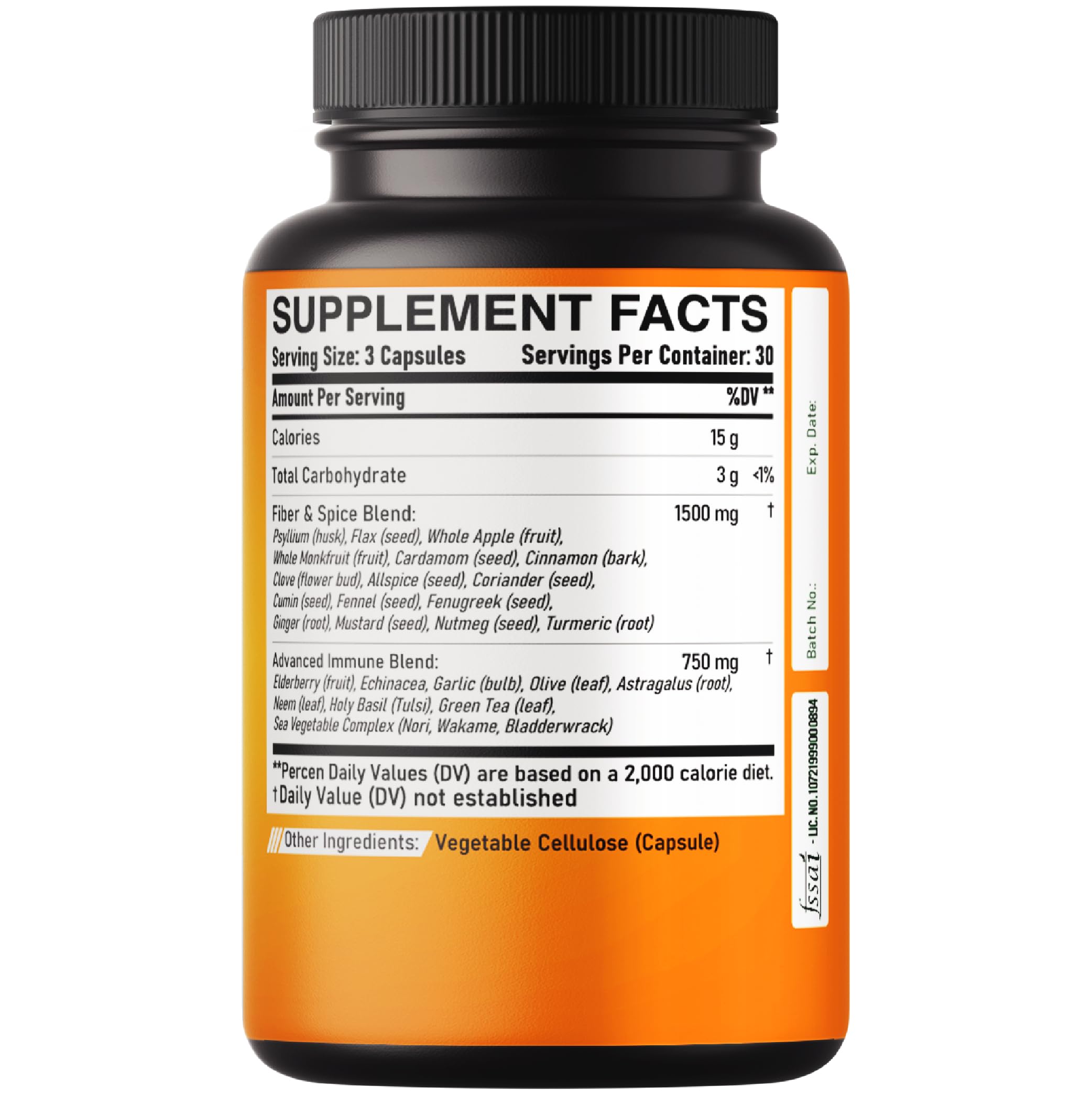 DEDICAD Psyllium Fibre & Spice Supplement Capsules with fruits and spices