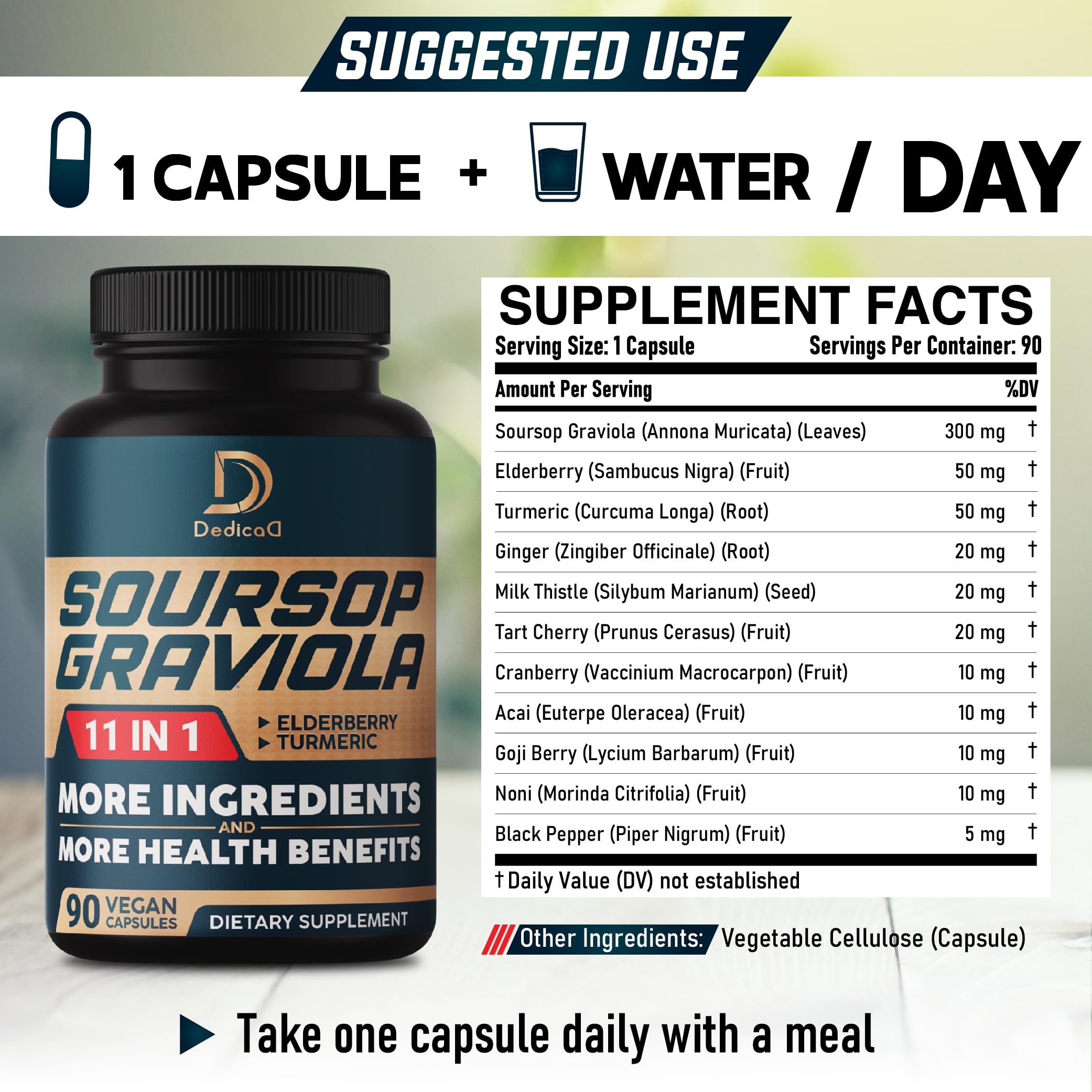 DEDICAD Soursop Graviola Supplement capsules close-up