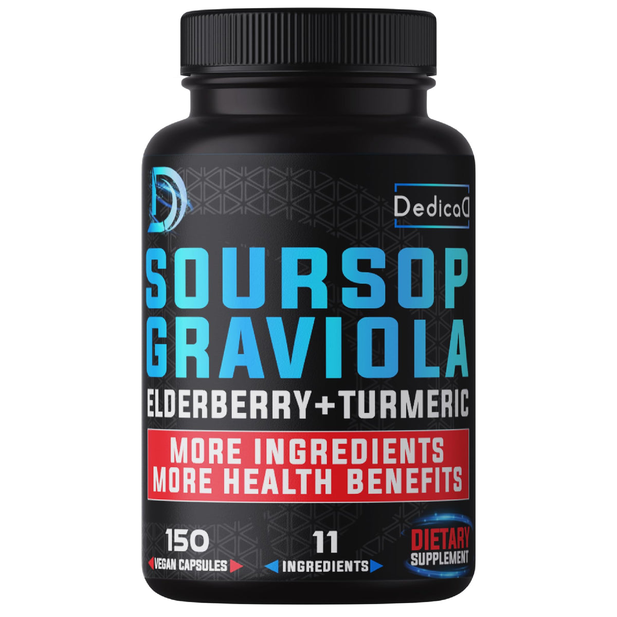 DEDICAD Soursop Herbal Supplement 150 Capsules front view