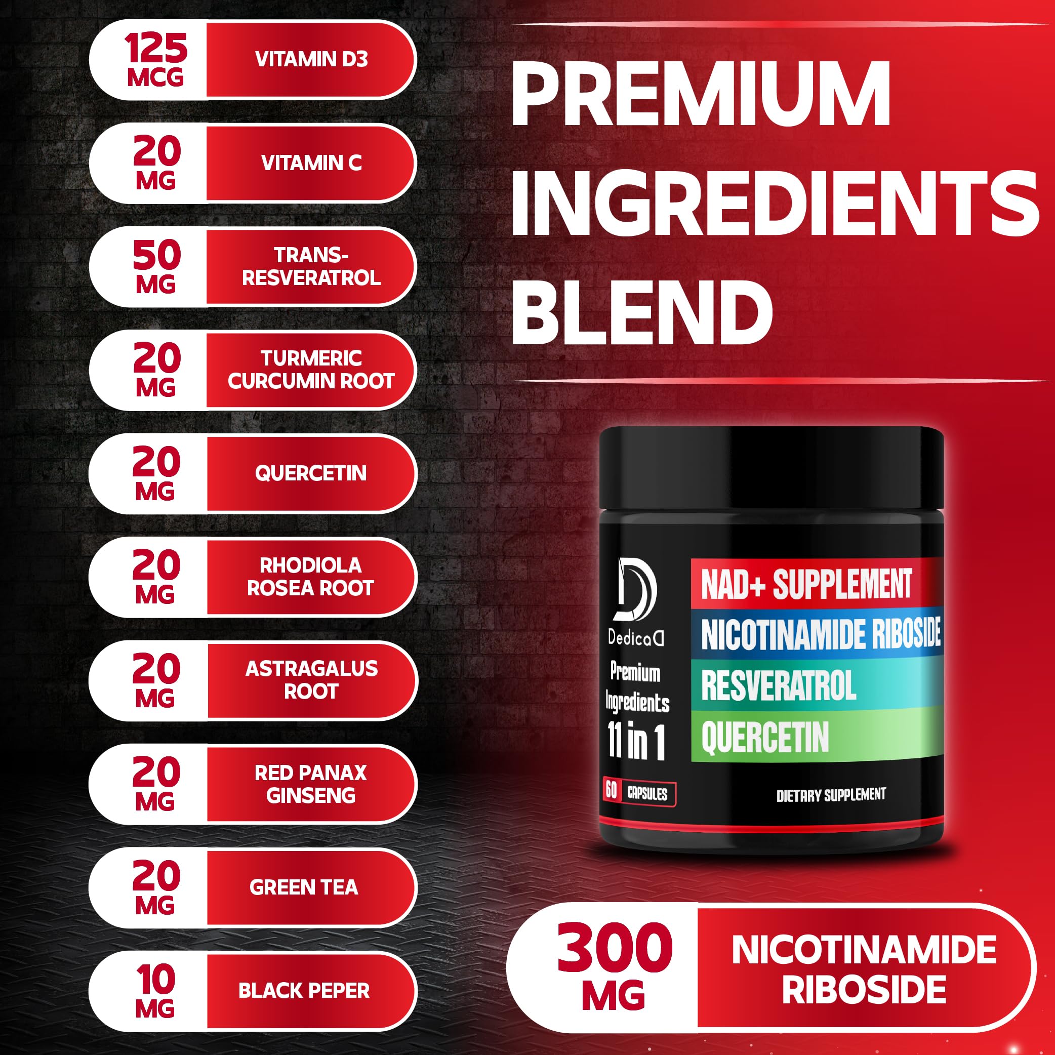 DEDICAD Vitamin B3 (Niacin) packaging side view