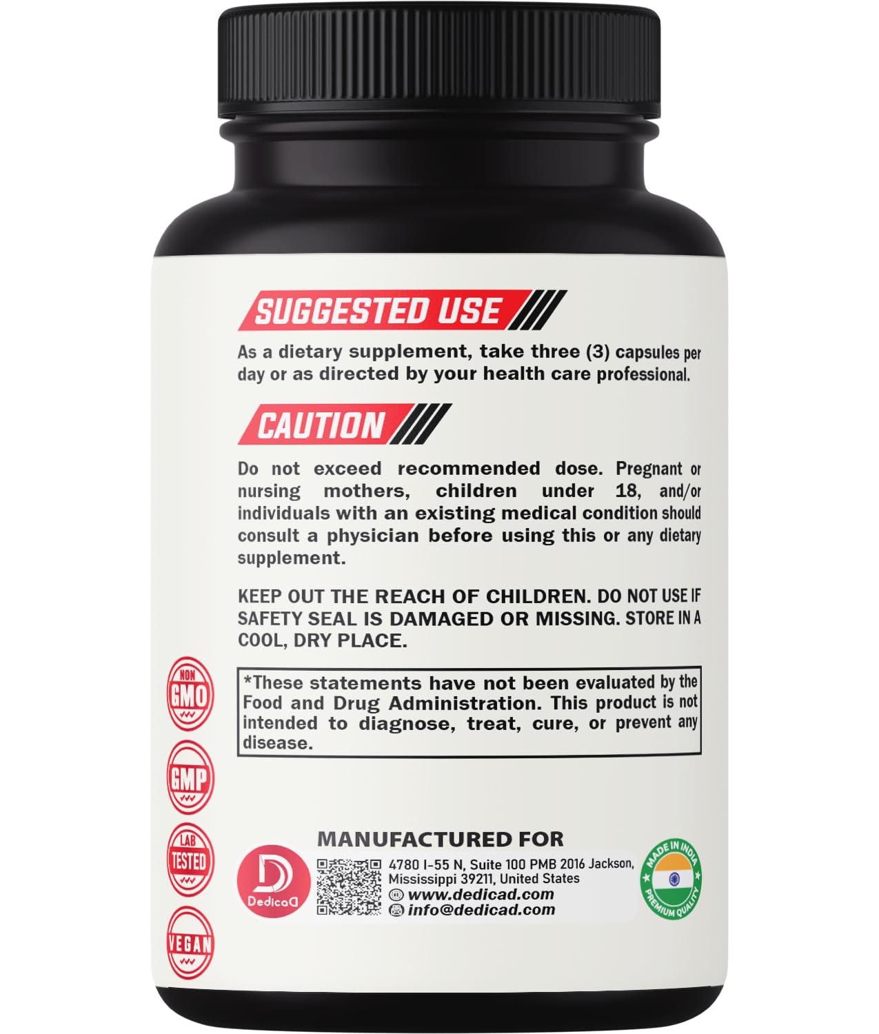 DEDICAD Wormwood Complex back of packaging with usage instructions