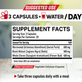 DEDICAD Wormwood Complex capsules in a clear bottle