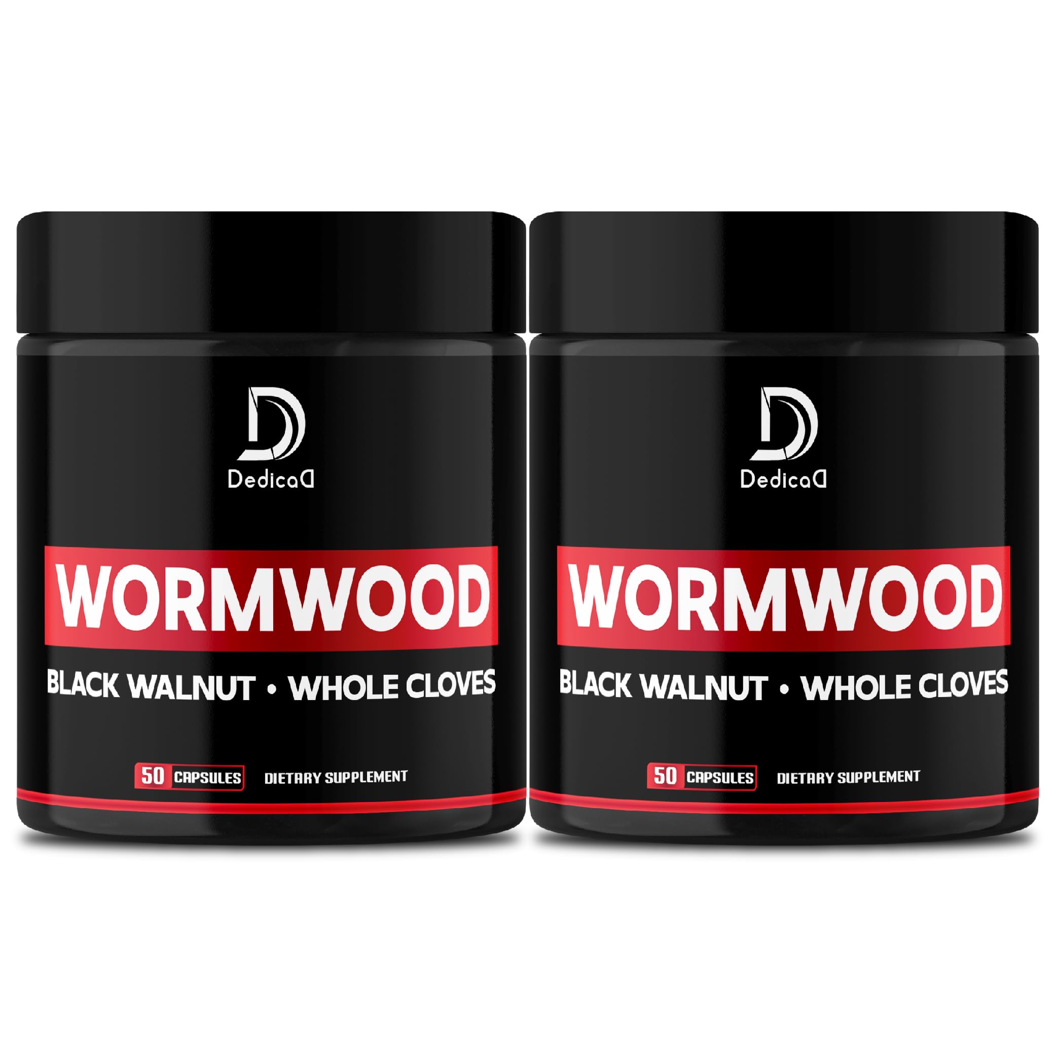 DEDICAD Wormwood Supplement bottle front view with 50 vegan capsules