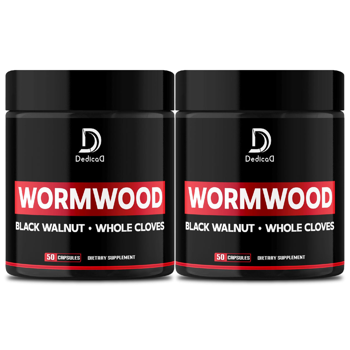 DEDICAD Wormwood Supplement bottle front view with 50 vegan capsules