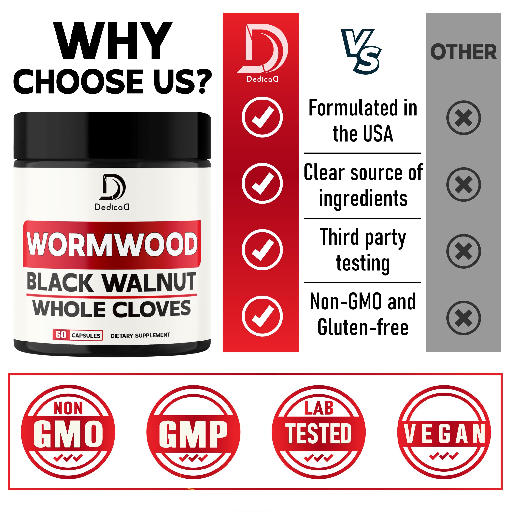 DEDICAD Wormwood Supplement bottle with a measuring spoon