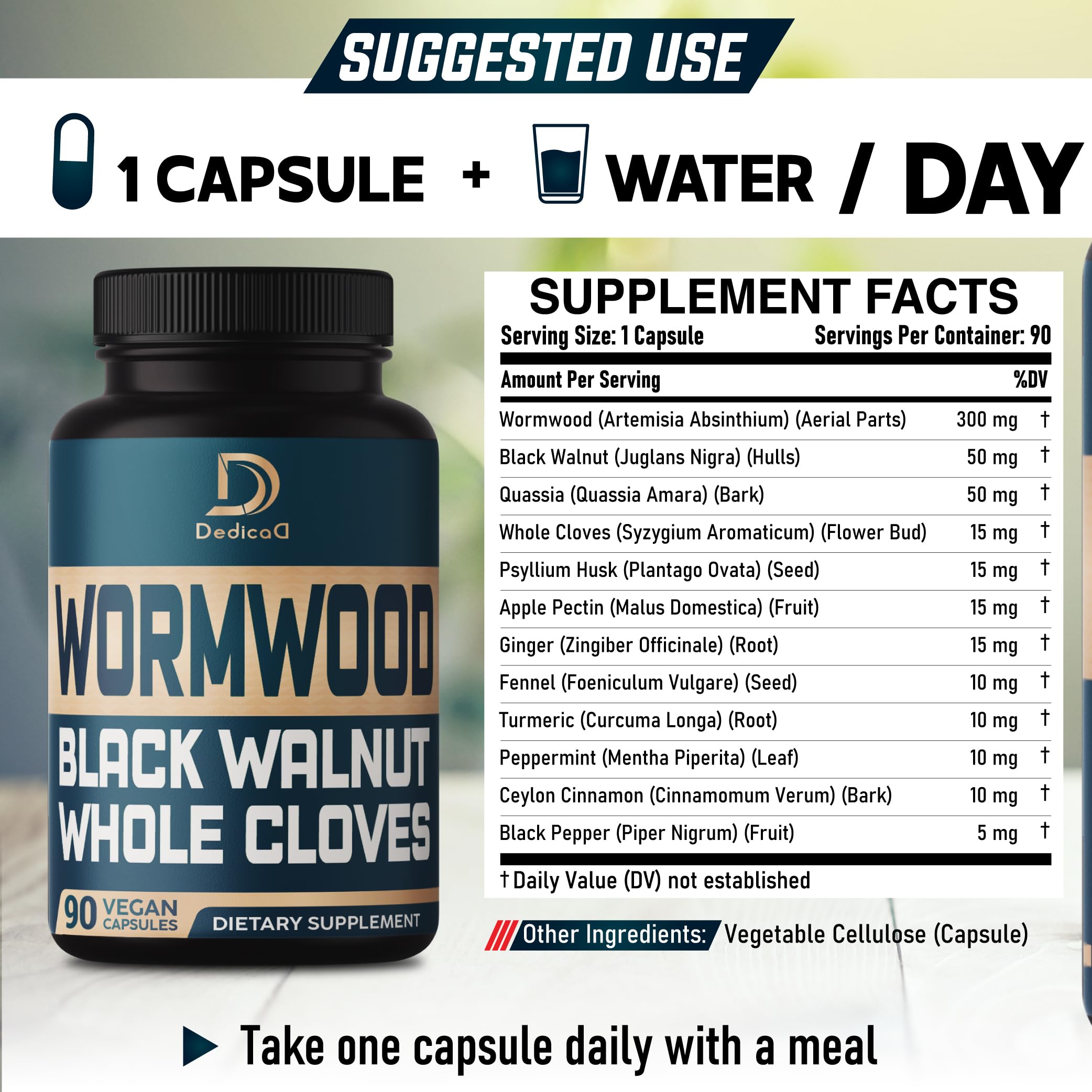 DEDICAD Wormwood Supplement bottle with label