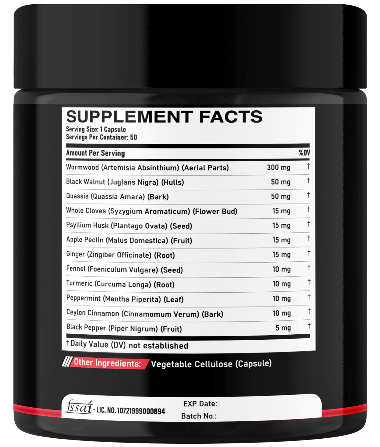 DEDICAD Wormwood Supplement packaging and a glass of water
