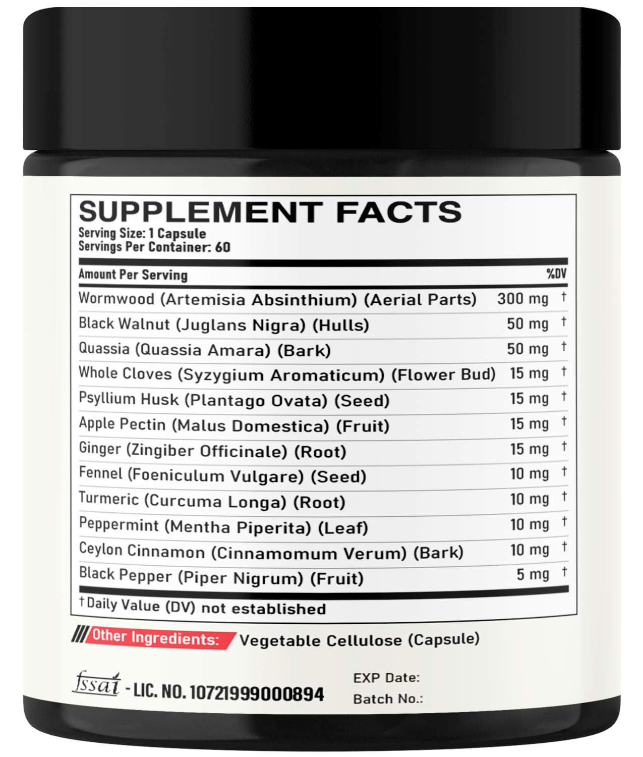 DEDICAD Wormwood Supplement with a close-up of the capsules