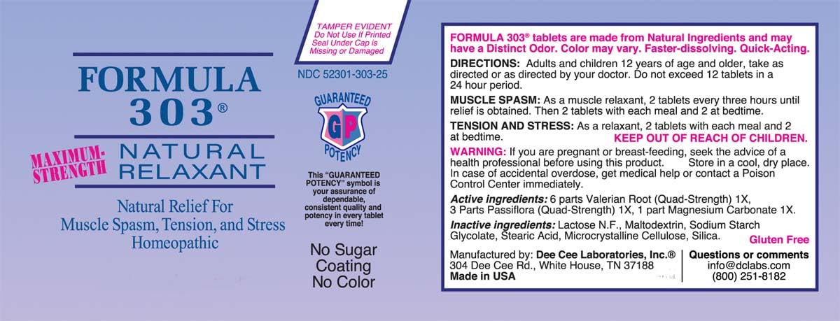 Dee Cee Laboratories Formula 303 Natural daily wellness tablets close-up