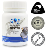 Deep Blue Health Oyster Capsules 300mg on a wooden table