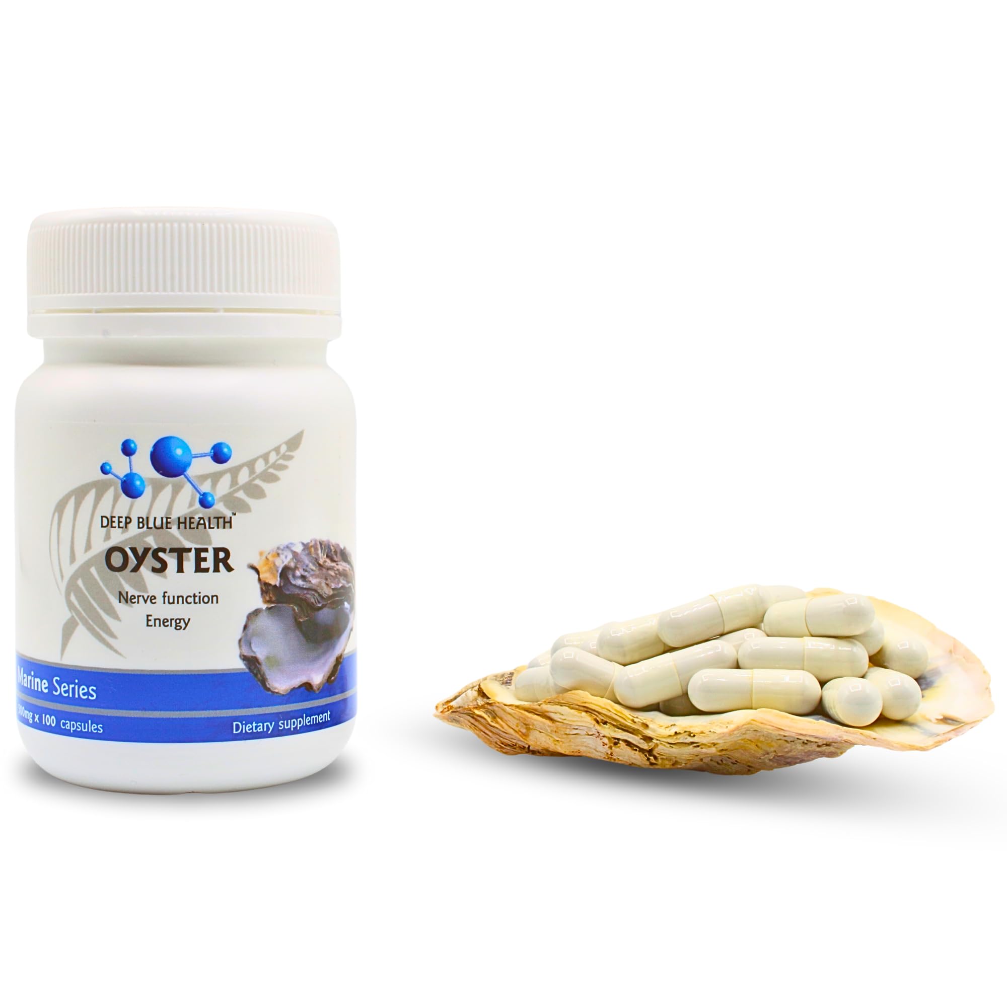 Deep Blue Health Oyster Capsules 300mg with nutritional information