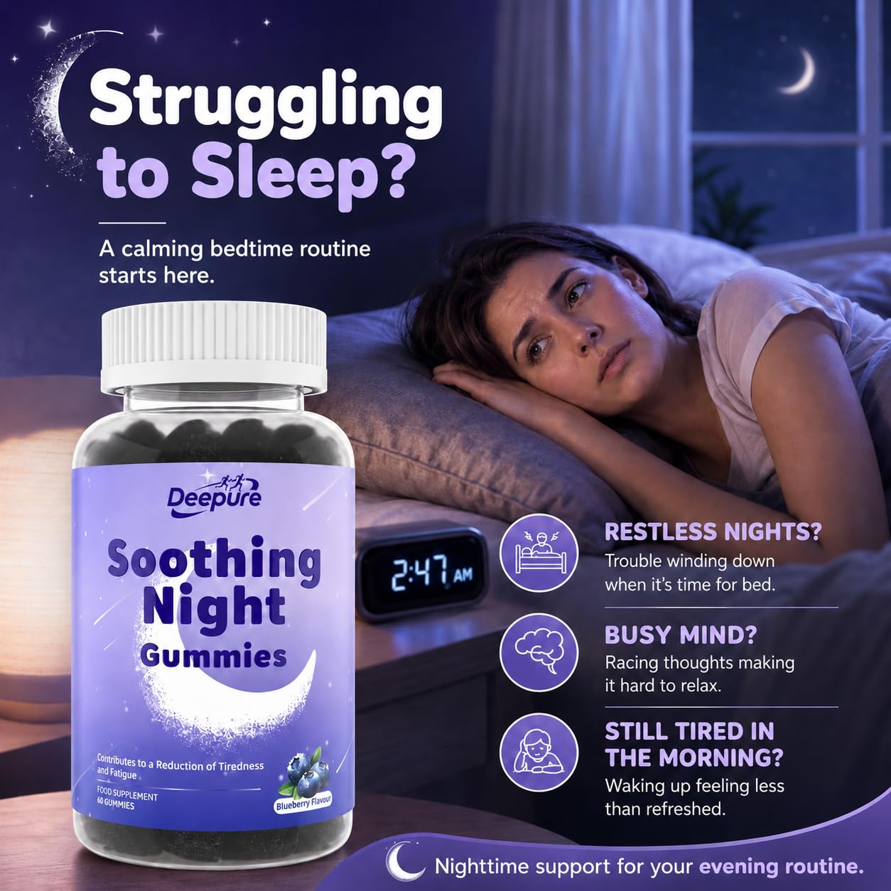 Deepure Sleep Gummies blueberry flavour gummies