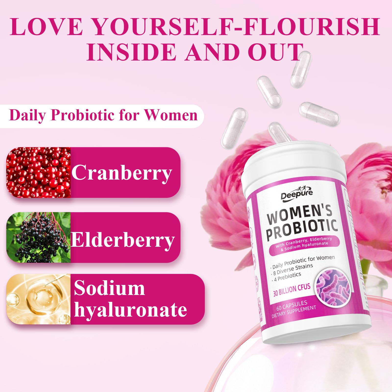 Deepure Women's Probiotic Capsules with Cranberry Extract