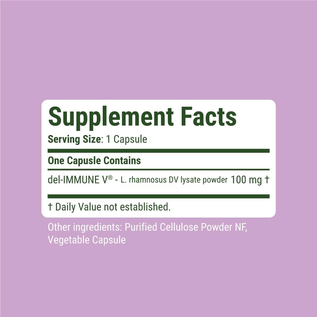 Del-daily wellness V Metabiotic Supplement 100mg packaging and label