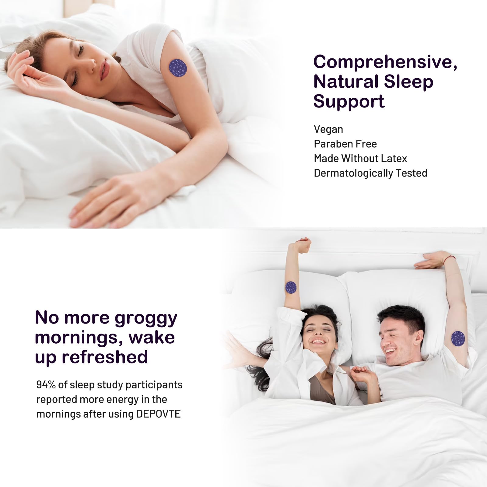DEPOVTE Sleep Patch packaging with 10 patches displayed