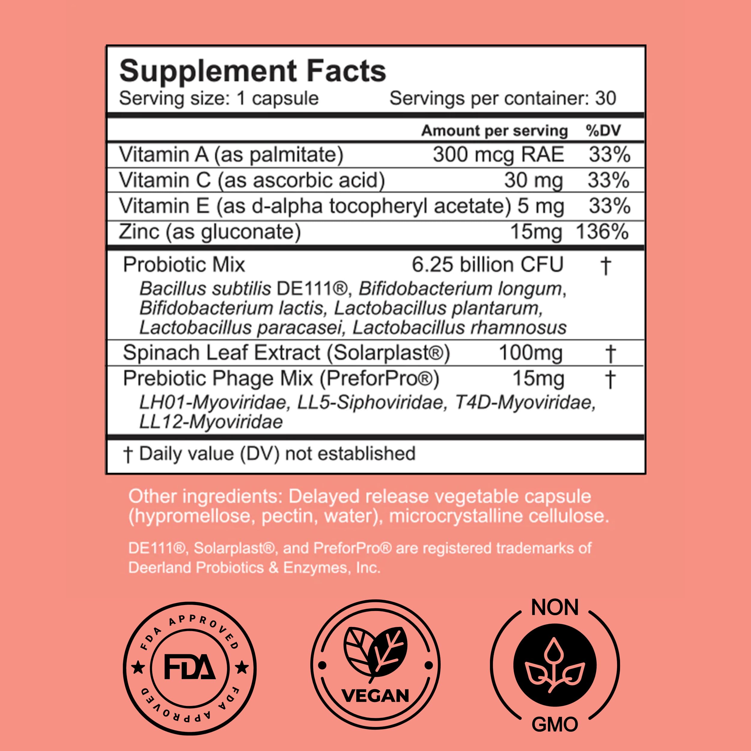 Dermala Multivitamins with Probiotics capsule close-up