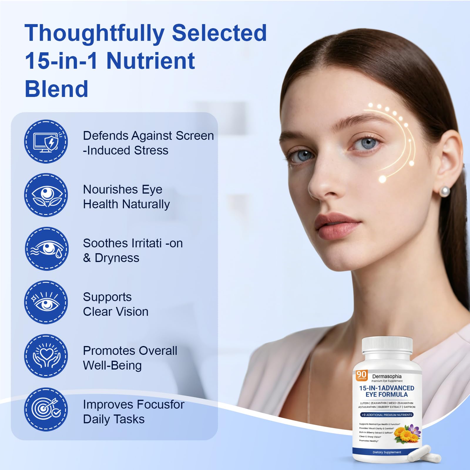 Dermasophia Neurobella Eye Formula capsules on a white background