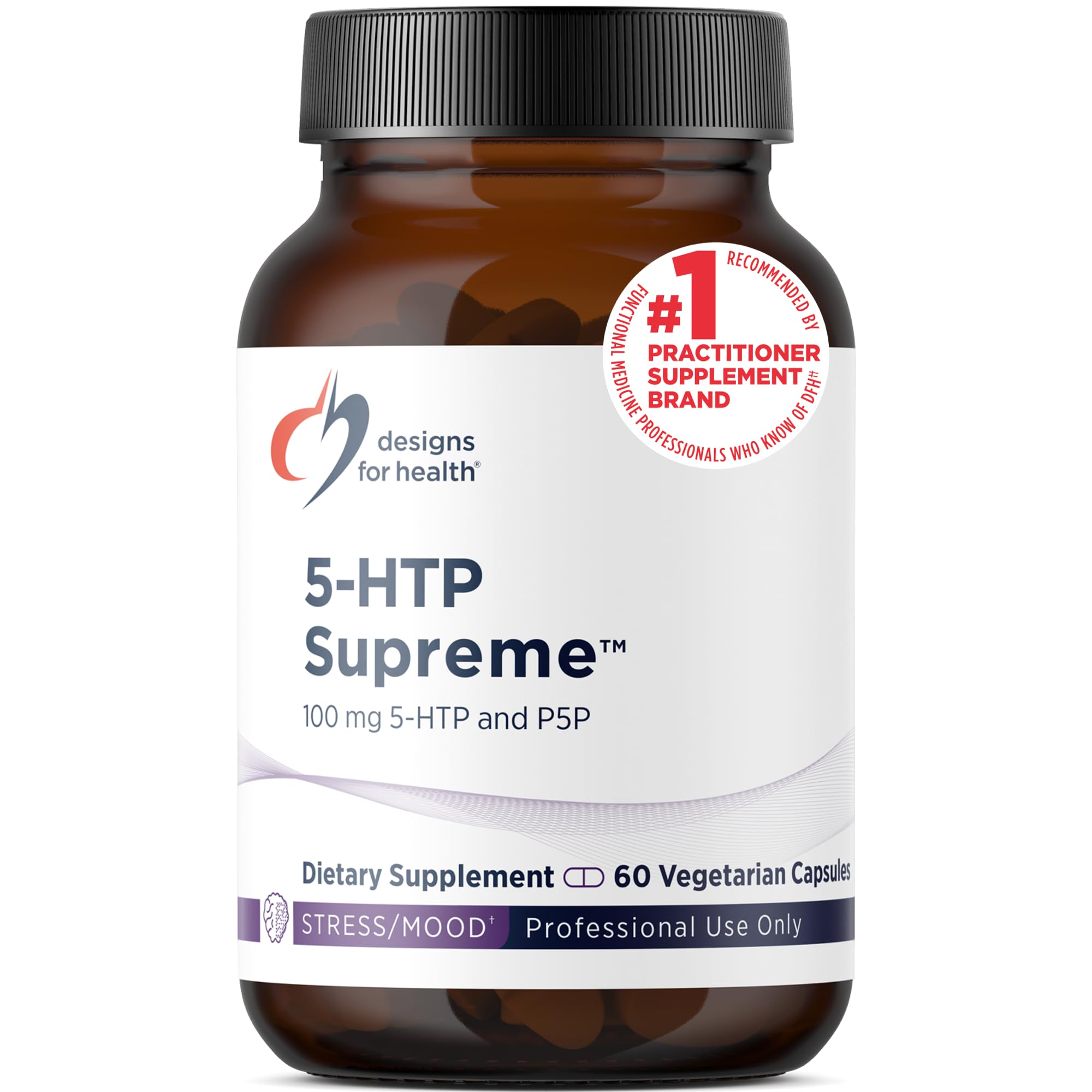 Designs for Health 5-HTP 100mg supplement front view