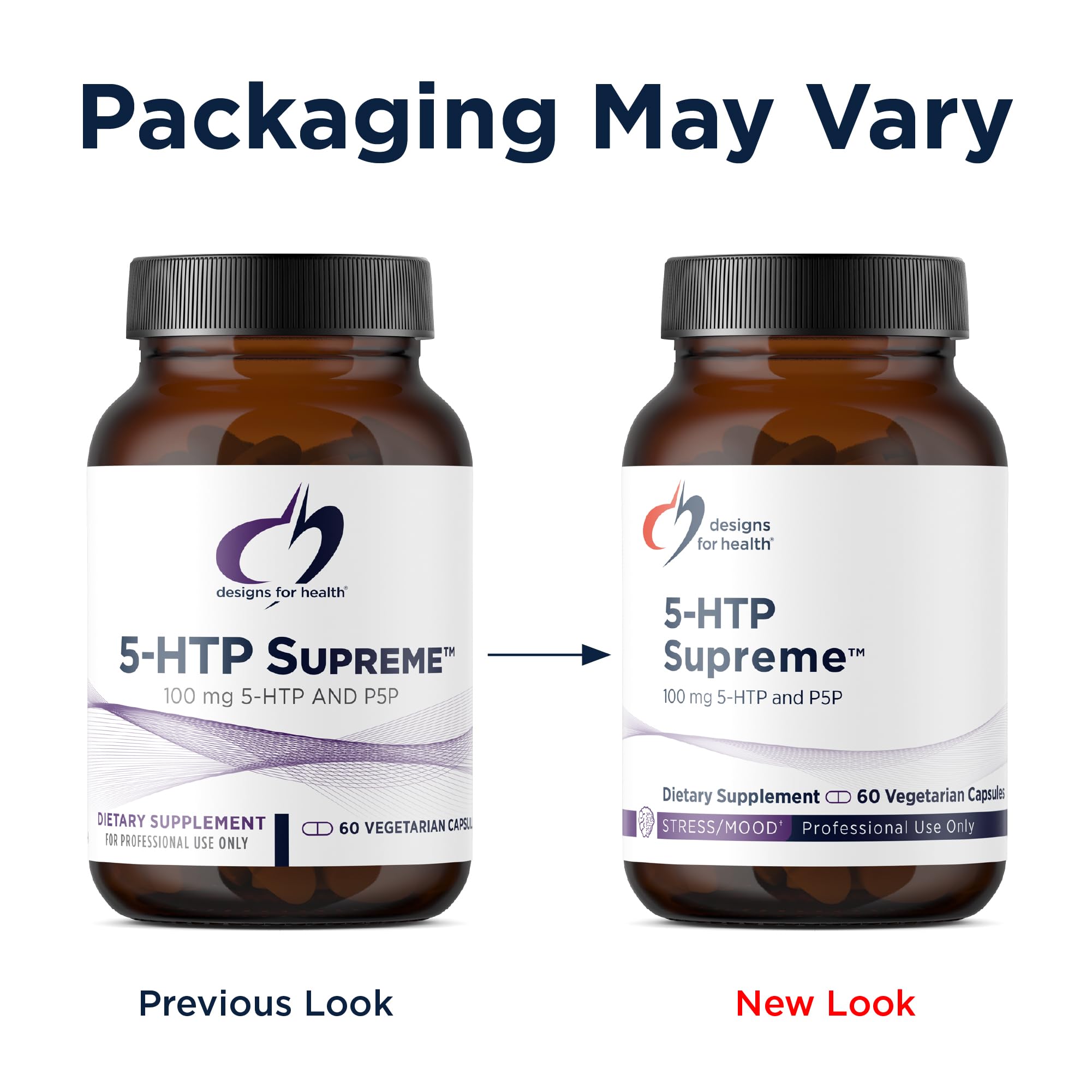 Designs for Health 5-HTP 100mg supplement packaging