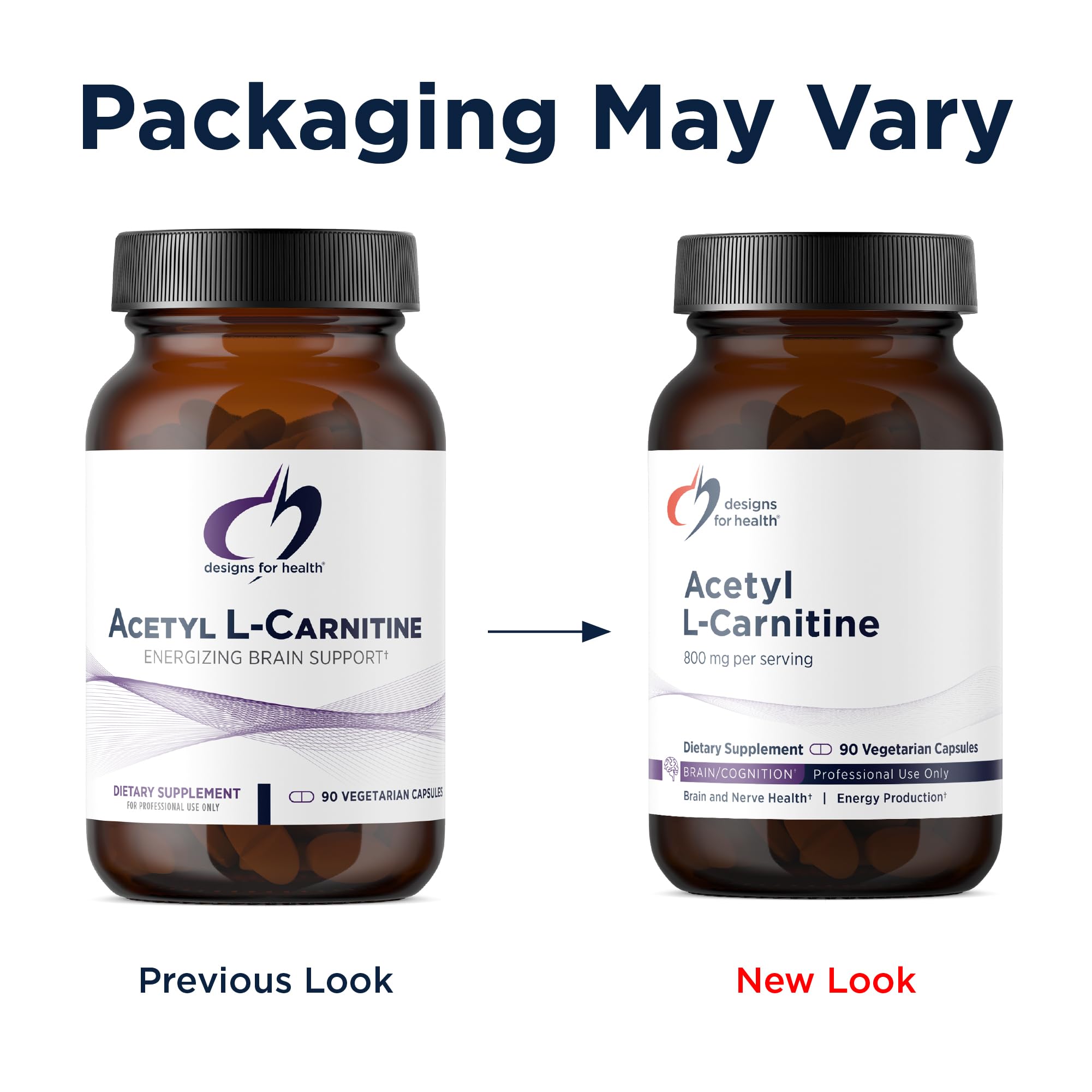 Designs for Health Acetyl-L-Carnitine 800mg capsules label close-up