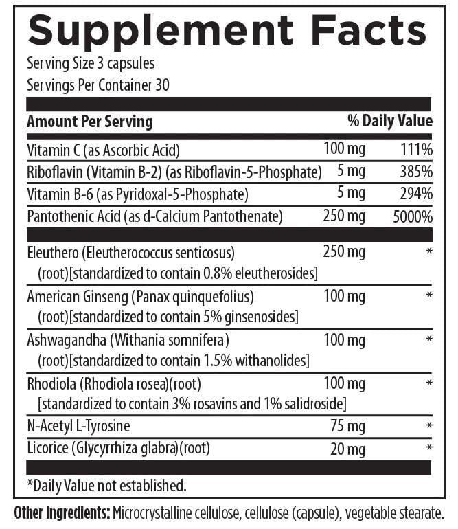 Designs For Health Adrenal Flow 90 Capsules packaging side view