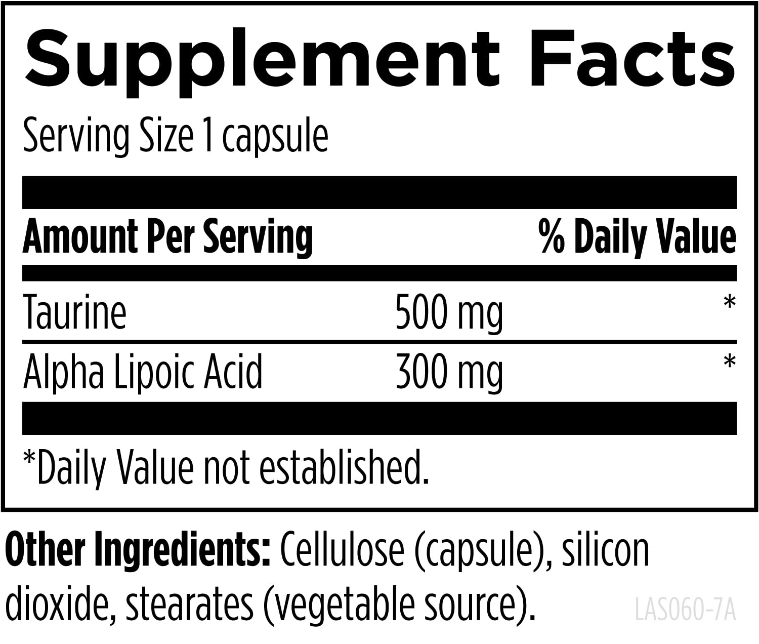 Designs for Health Alpha Lipoic Acid 300mg side view with label