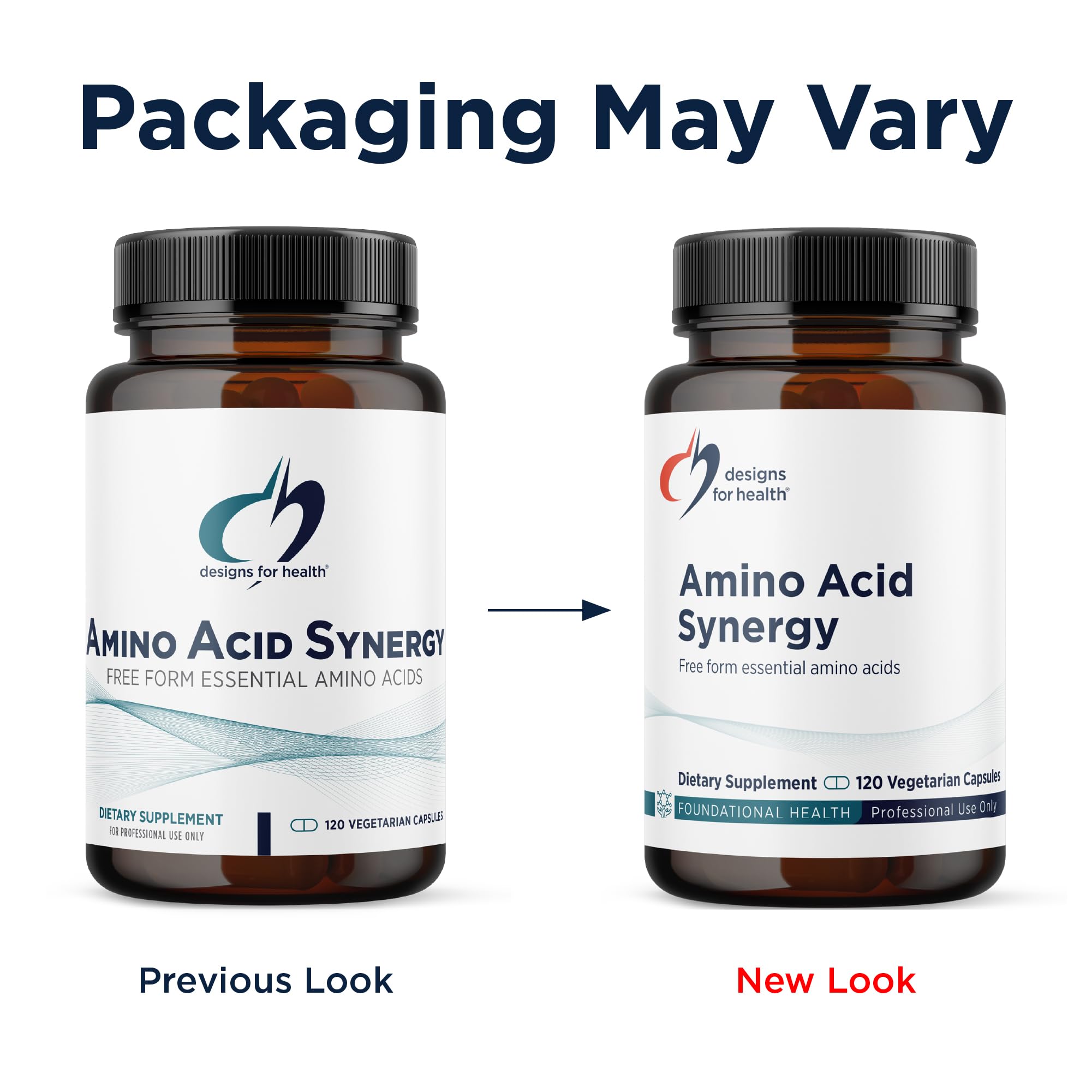 Designs for Health Amino Acid Synergy packaging on a table