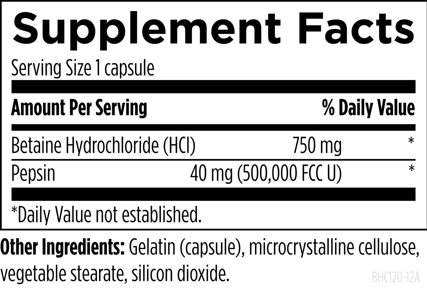 Designs for Health Betaine HCl Multi-Enzyme Capsules 750mg bottle with label
