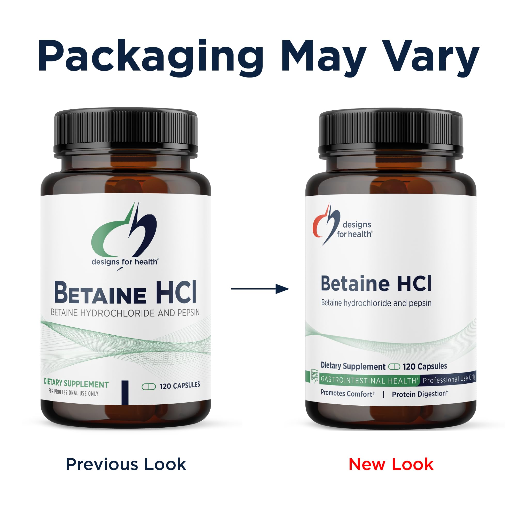 Designs for Health Betaine HCl Multi-Enzyme Capsules 750mg opened bottle