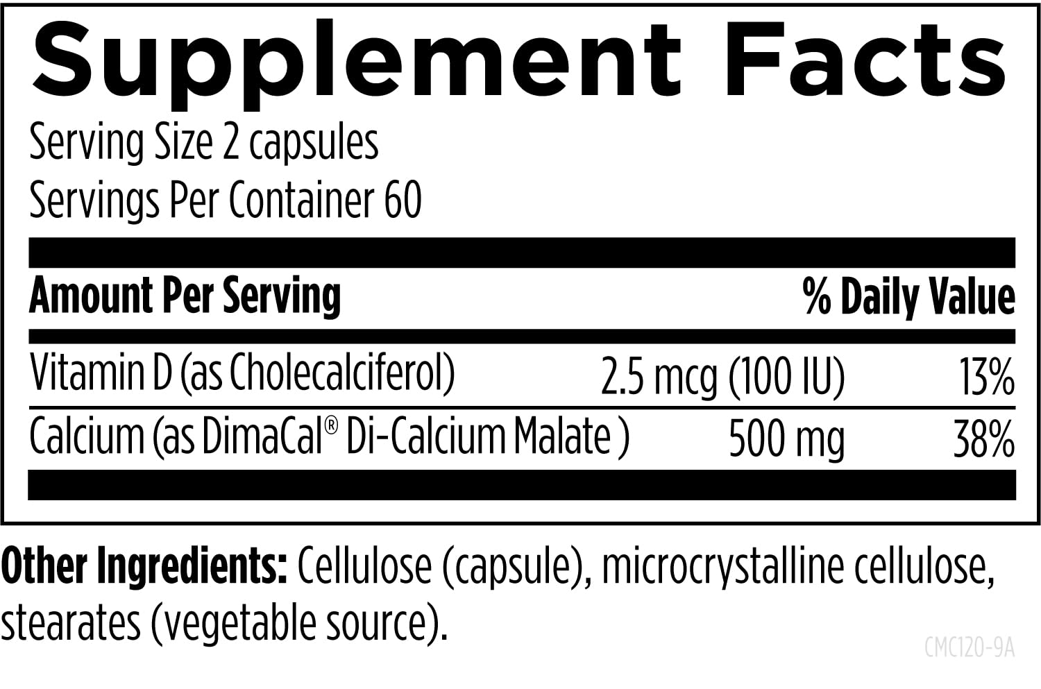 Designs for Health Calcium Supplement side view of bottle