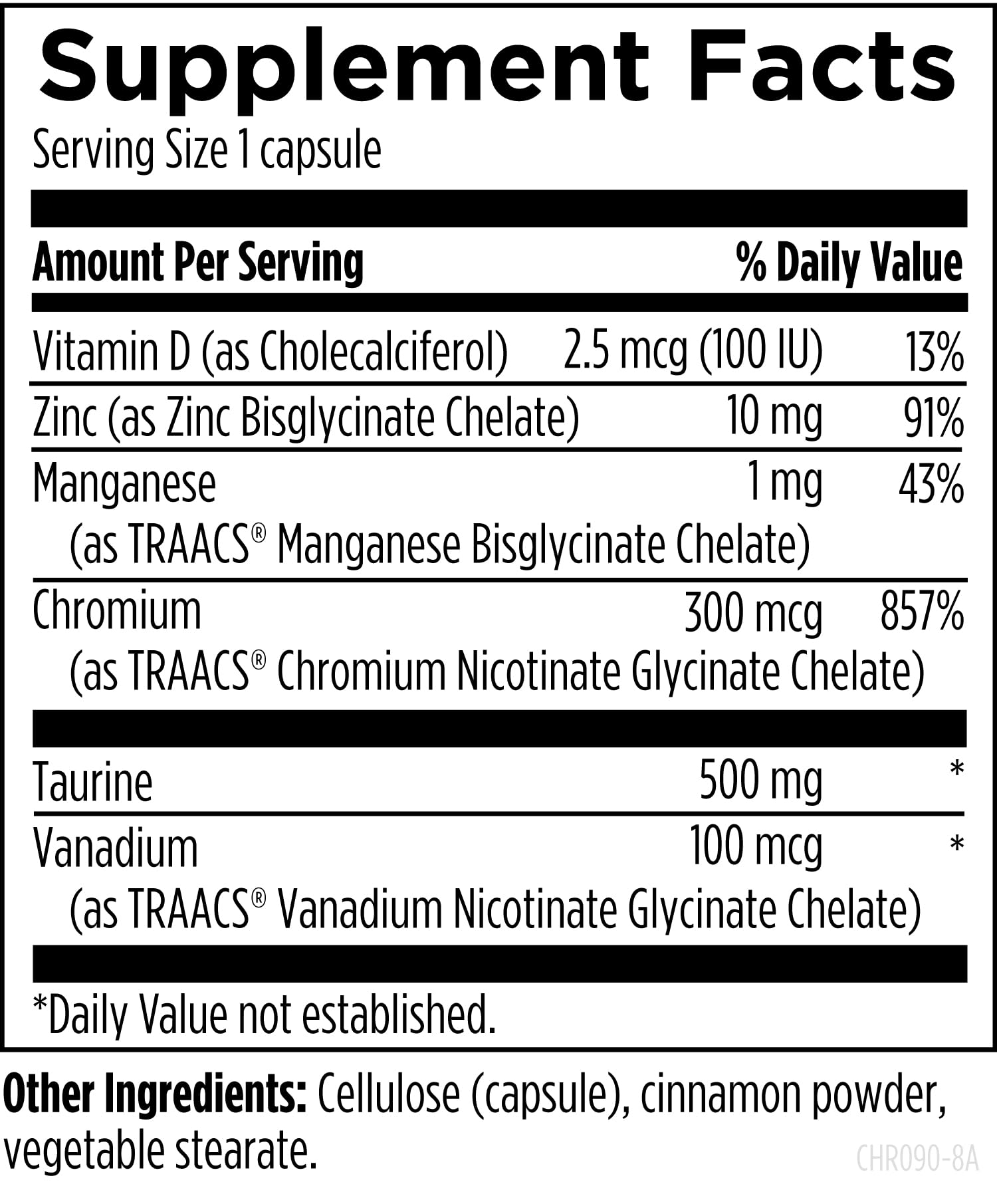 Designs for Health Chromium Synergy 300mg Capsules ingredients list